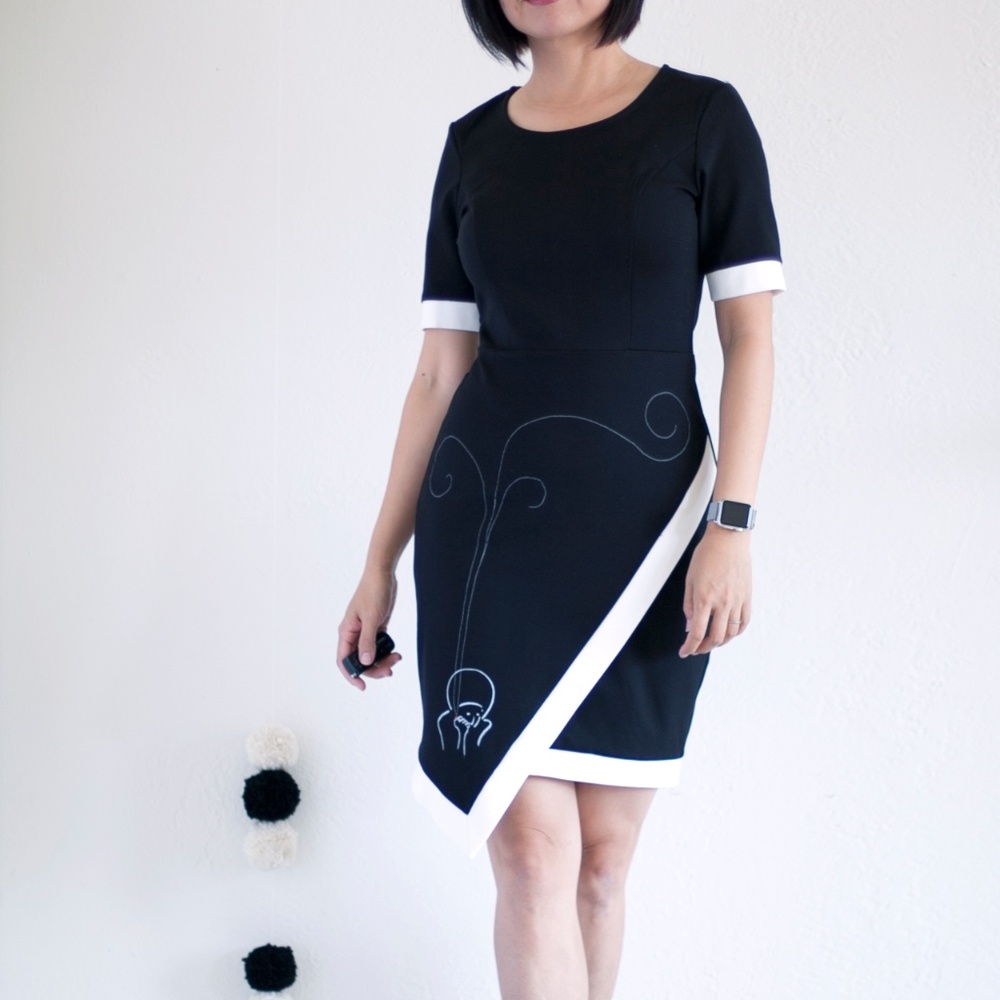 Women Half Sleeve Asymmetric Dress